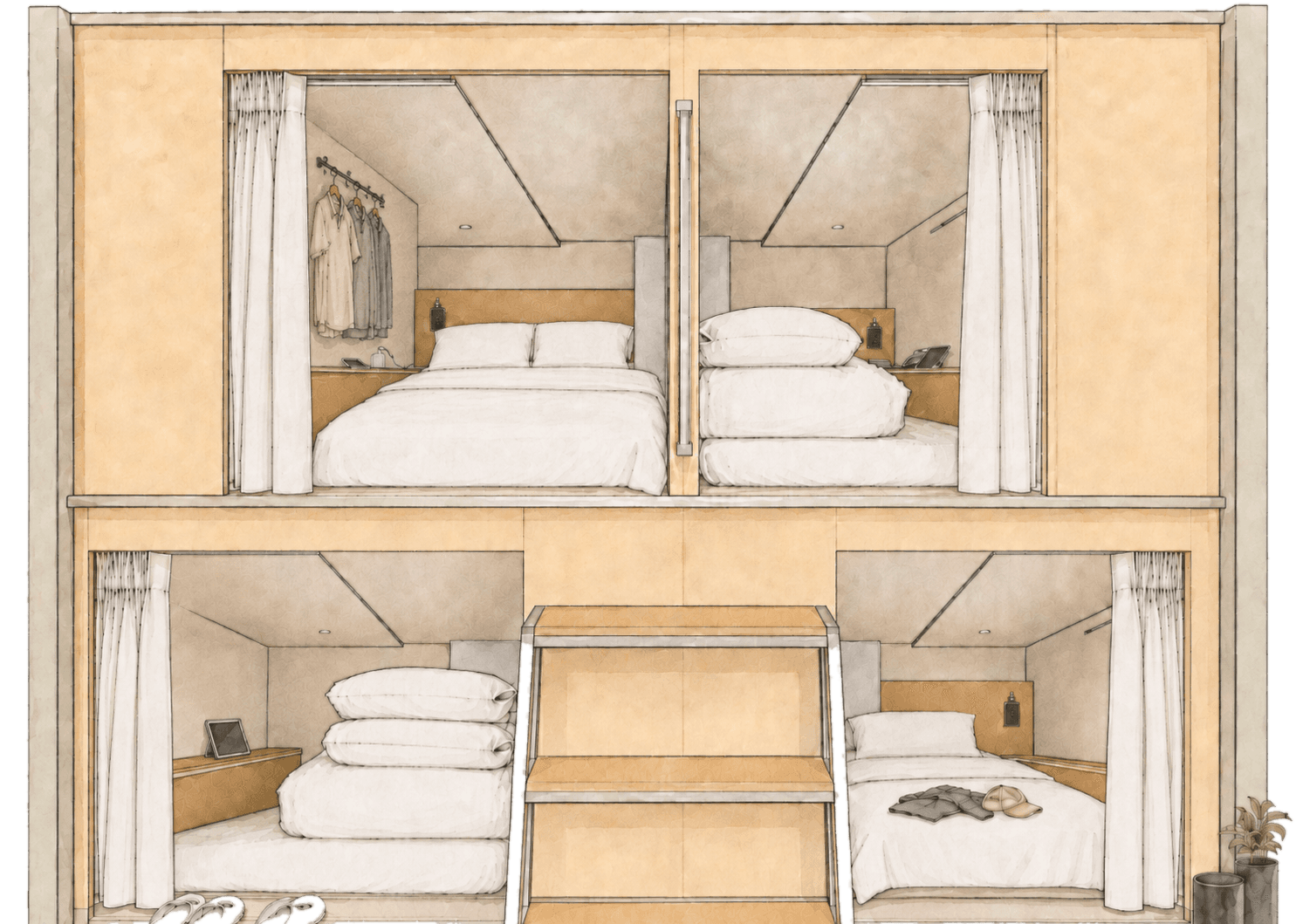 Capsule rooms cross-section
